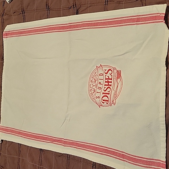 Stupid Dishes Embroidered Kitchen Towel - Picture 1 of 4